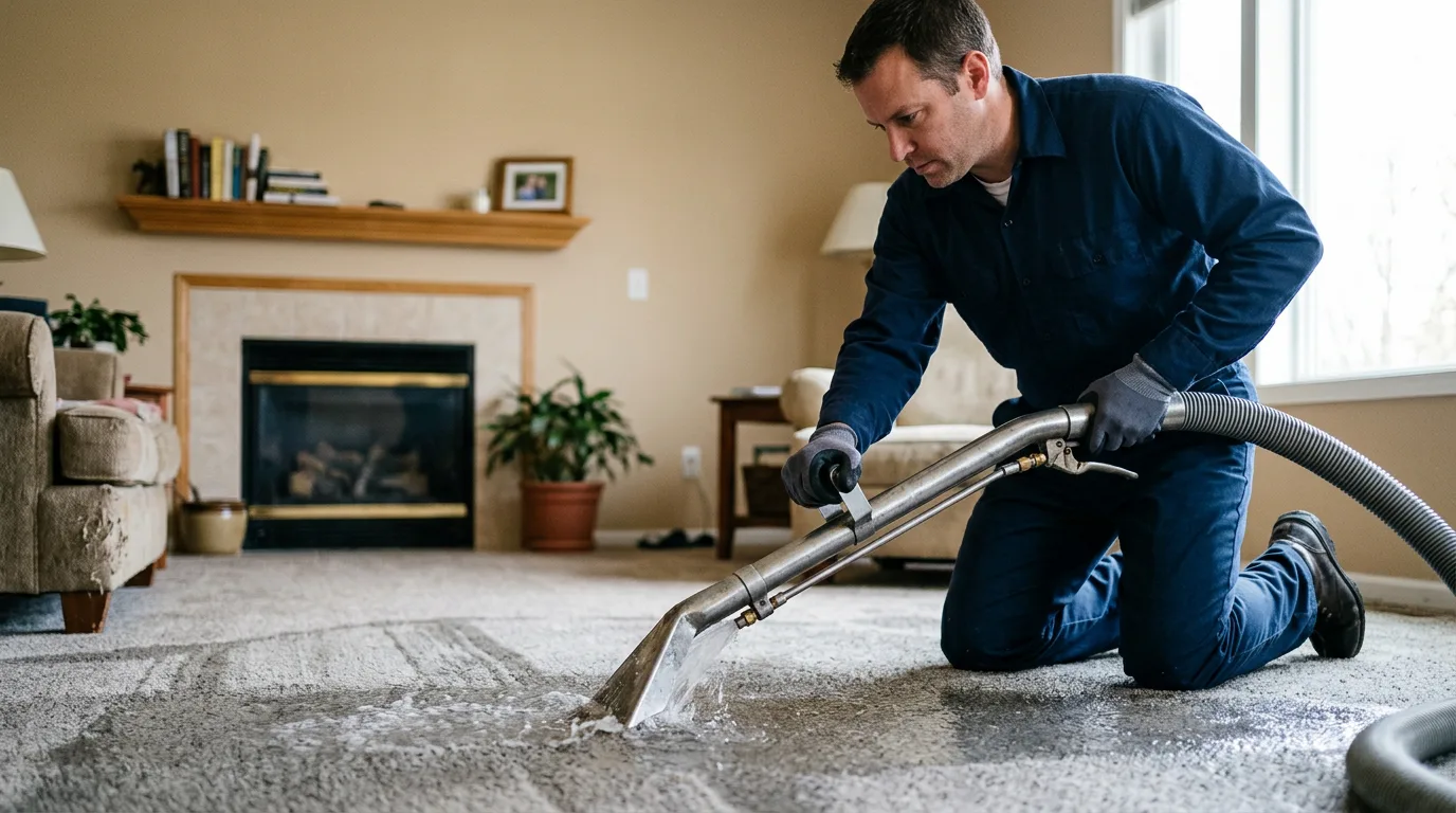 Water damage restoration technician working near Floyd, VA